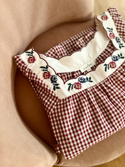 Blouse FAUSTINE vichy brodée