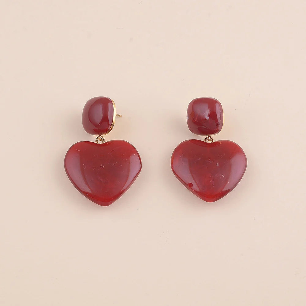 Boucles d'oreilles GASPARD coeur rouge