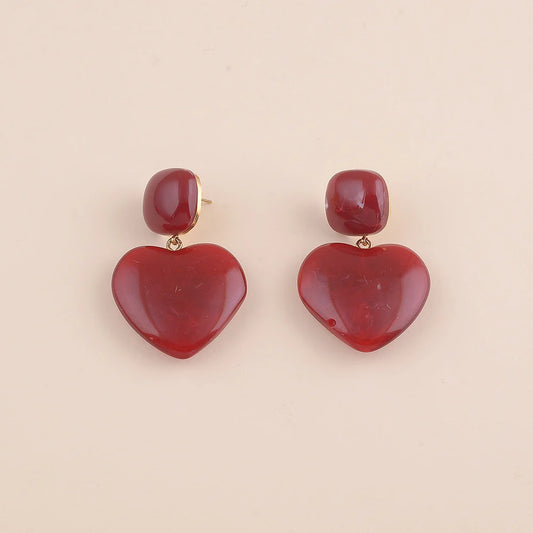 Boucles d'oreilles GASPARD coeur rouge