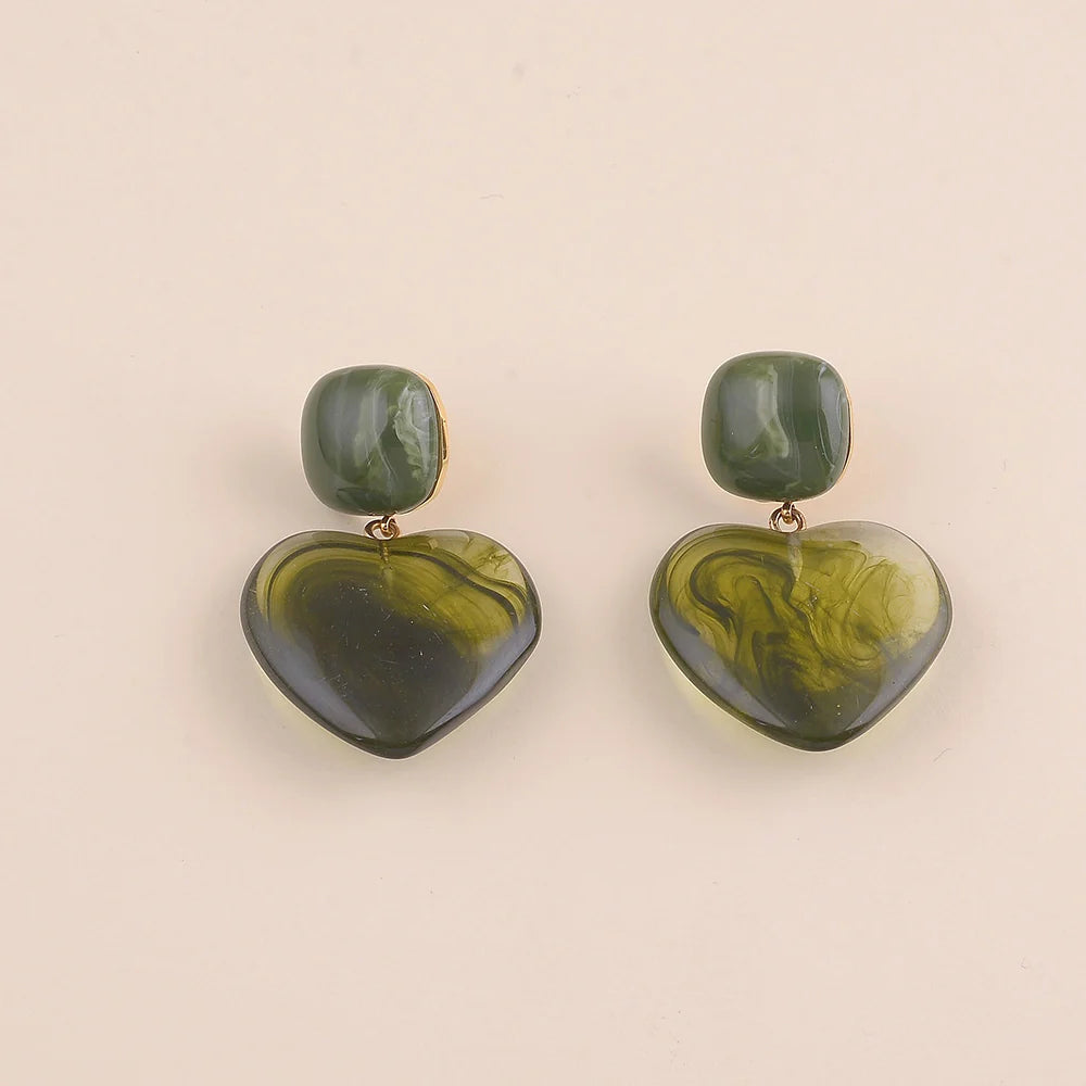 Boucles d'oreilles GASPARD coeur kaki