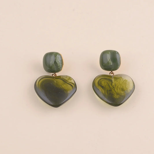 Boucles d'oreilles GASPARD coeur kaki