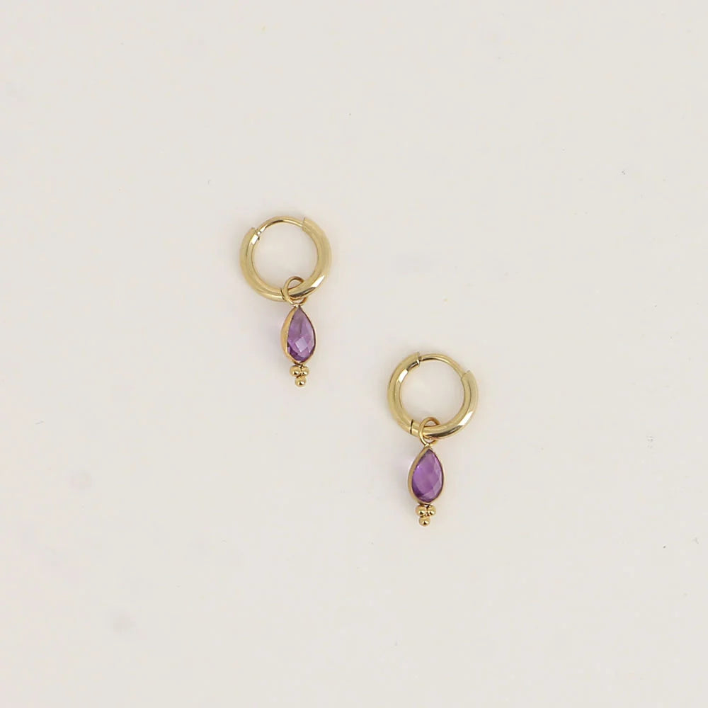 Mini créoles AVENY gouttes lilas