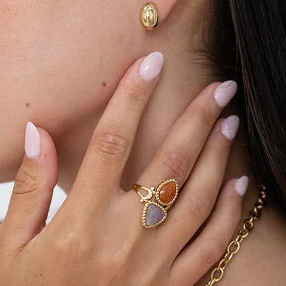 Bague ROXANE duo pierres vertes