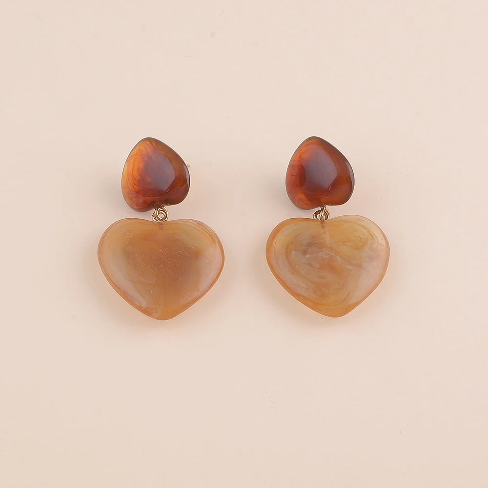 Boucles d'oreilles AUGUSTIN coeurs marron