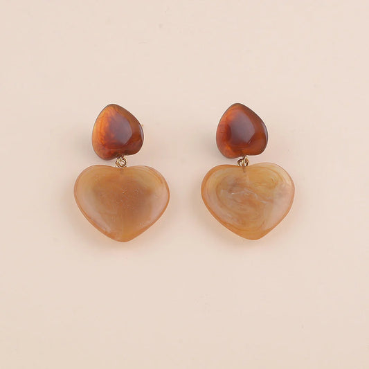 Boucles d'oreilles AUGUSTIN coeurs marron