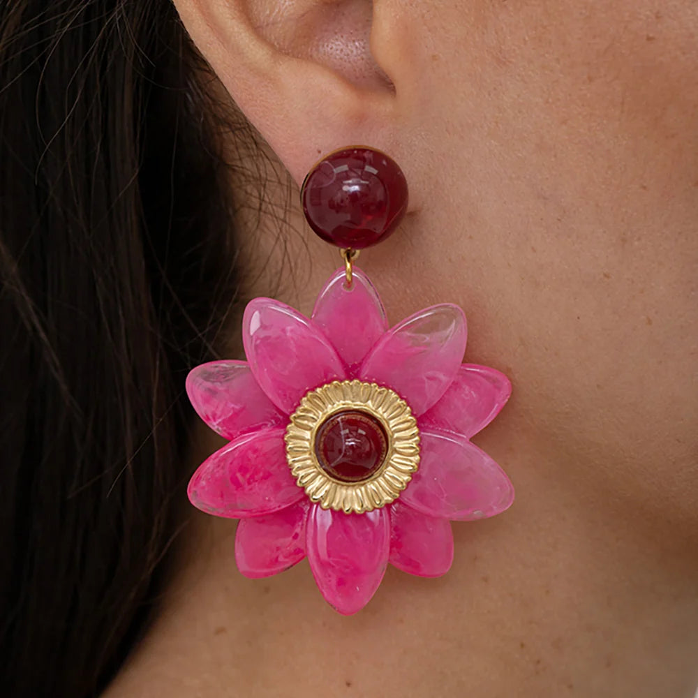 Boucles d'oreilles FLEURIANE fushia