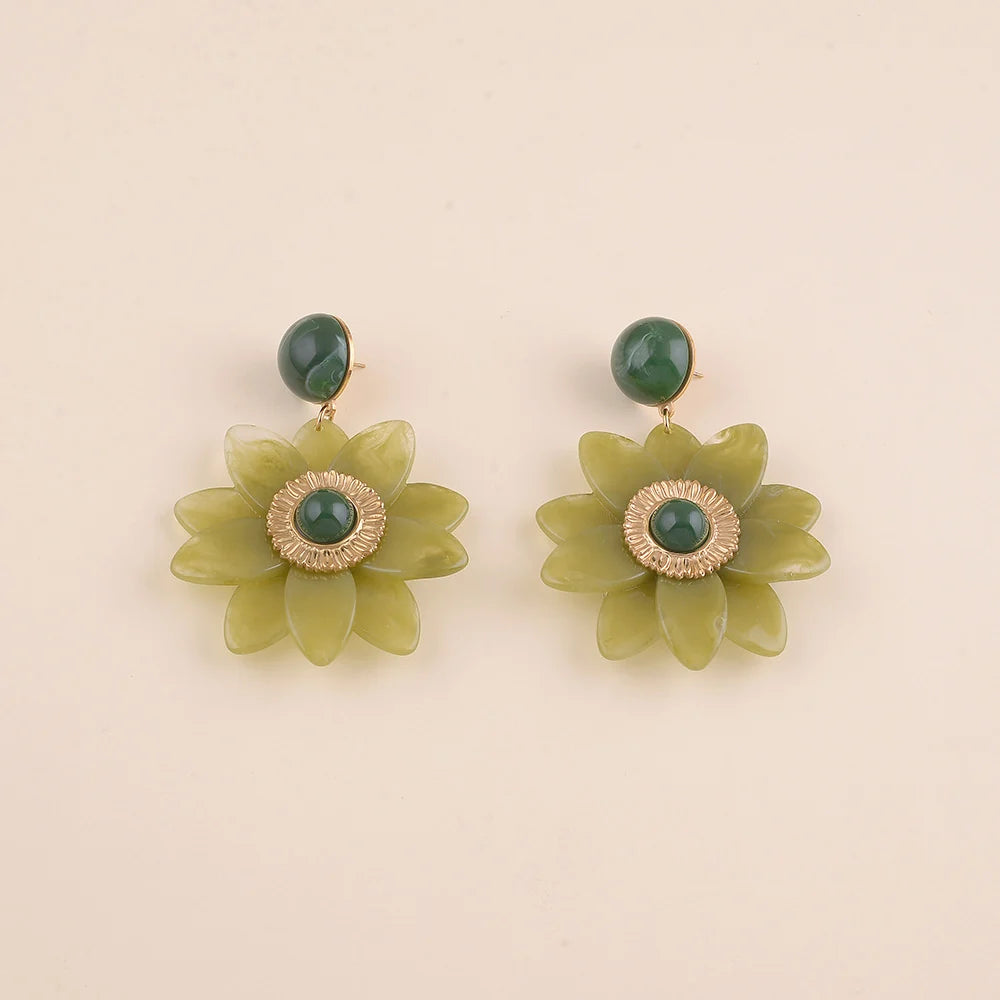 Boucles d'oreilles FLEURIANE vertes