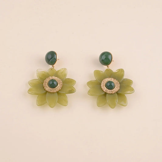 Boucles d'oreilles FLEURIANE vertes