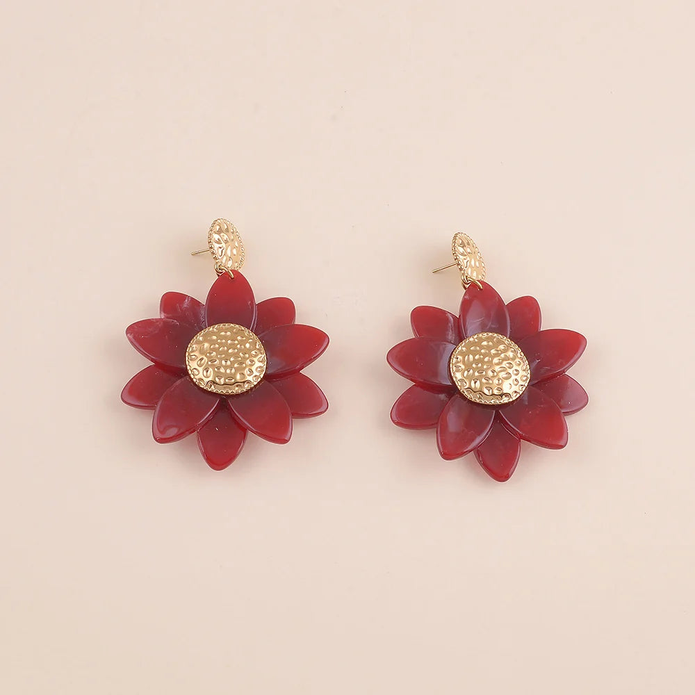 Boucles d'oreilles FLEURIANE bordeaux