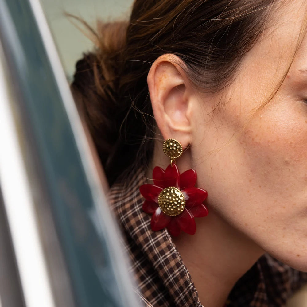 Boucles d'oreilles FLEURIANE bordeaux