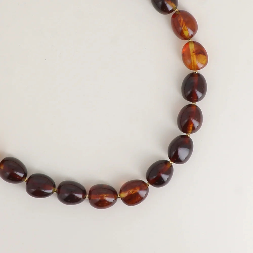 Collier EUGÉNIE perles marron