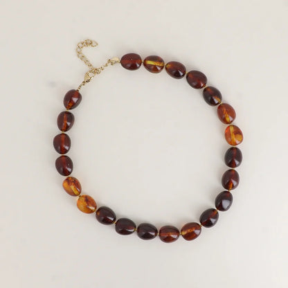 Collier EUGÉNIE perles marron