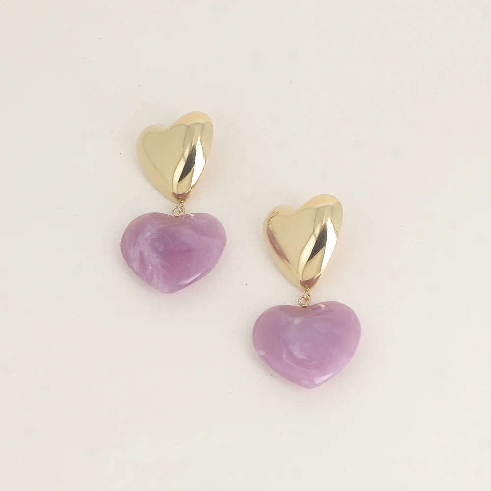 Boucles d'oreilles BIANCA coeurs lilas