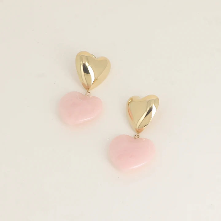 Boucles d'oreilles BIANCA coeurs rose