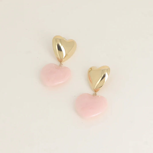 Boucles d'oreilles BIANCA coeurs rose