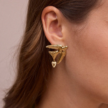 Boucles d'oreilles ONDINE oiseaux/coeur