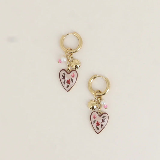 Boucles d'oreilles AUGUSTE coeur rose