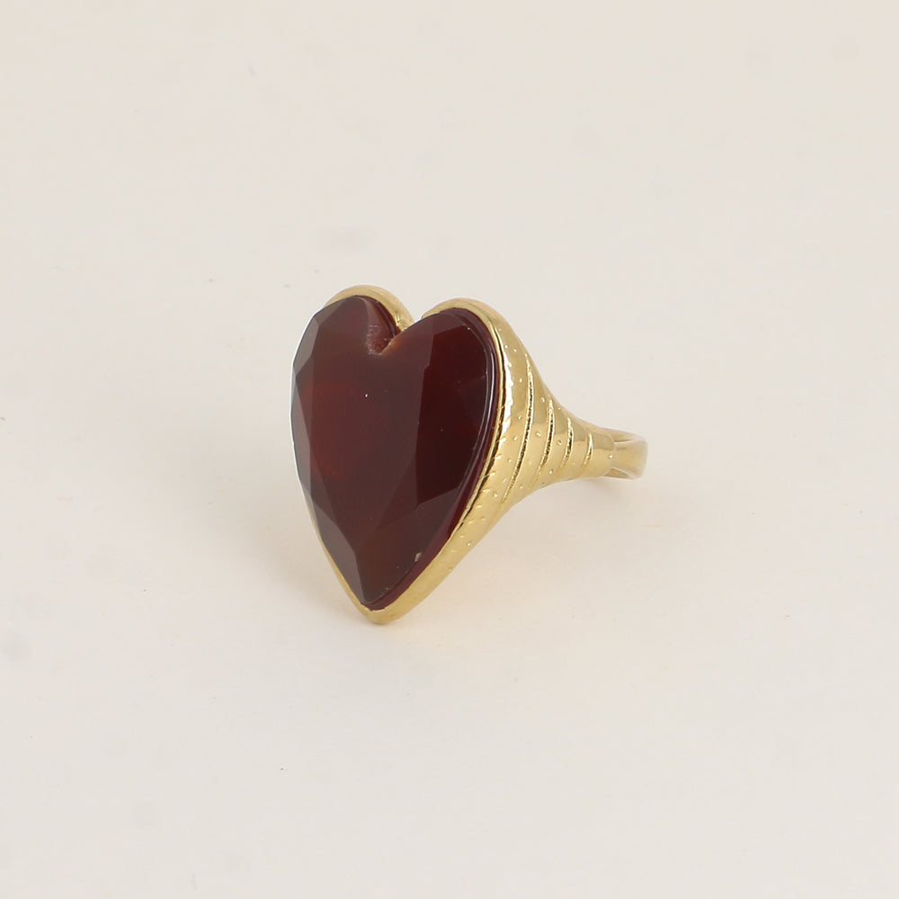 Bague JASMINE coeur rouge