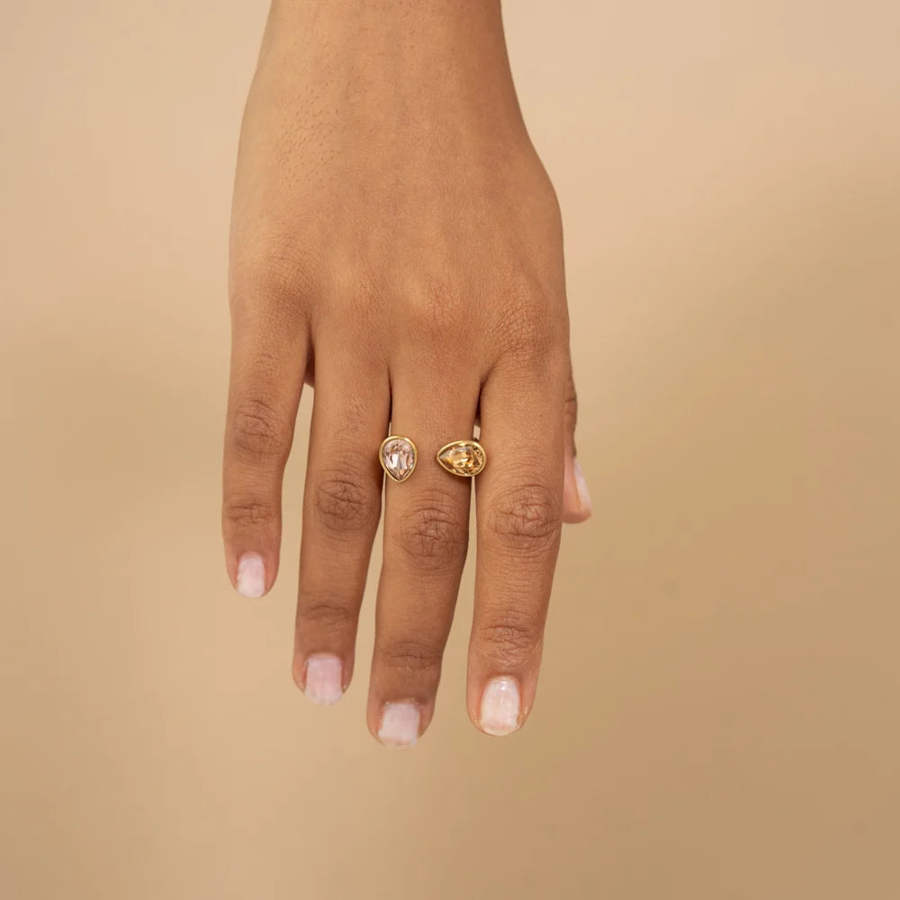 Bague LOUISE double gouttes violettes