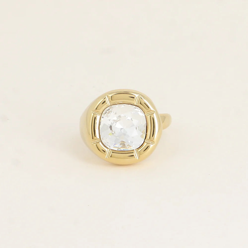 Bague CALYPSO cristal coussin blanc