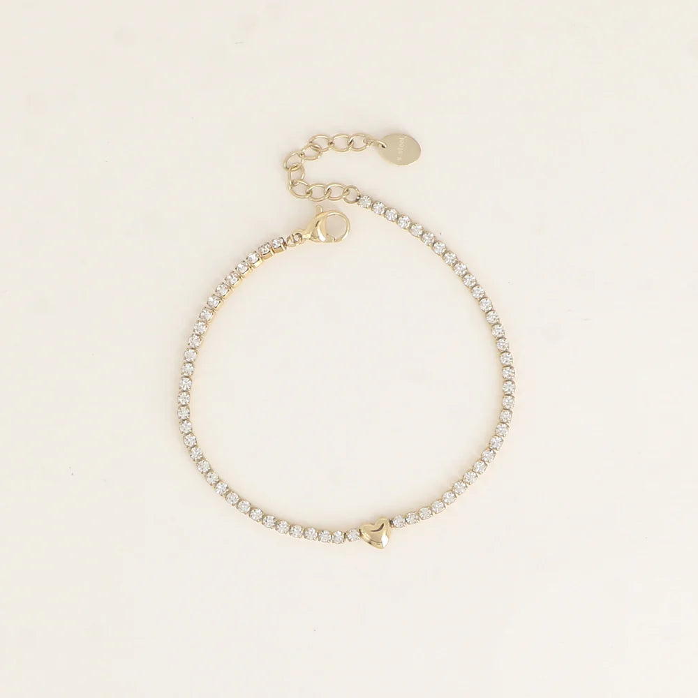 Bracelet LÉANDRE cristaux blanc coeur doré