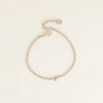 Bracelet LÉANDRE cristaux blanc coeur doré