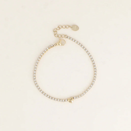 Bracelet LÉANDRE cristaux blanc coeur doré
