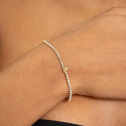 Bracelet LÉANDRE cristaux blanc coeur doré