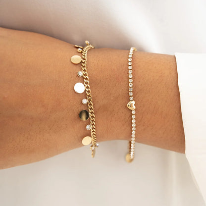 Bracelet LÉANDRE cristaux blanc coeur doré