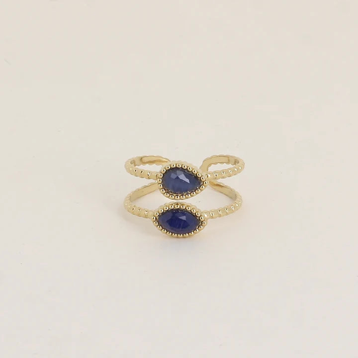 Bague LÉON poire/marquise marine