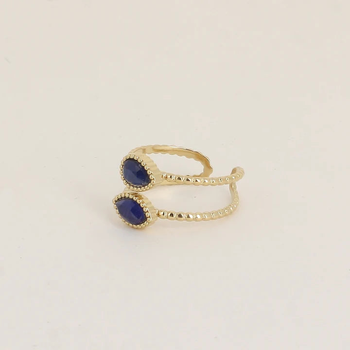 Bague LÉON poire/marquise marine
