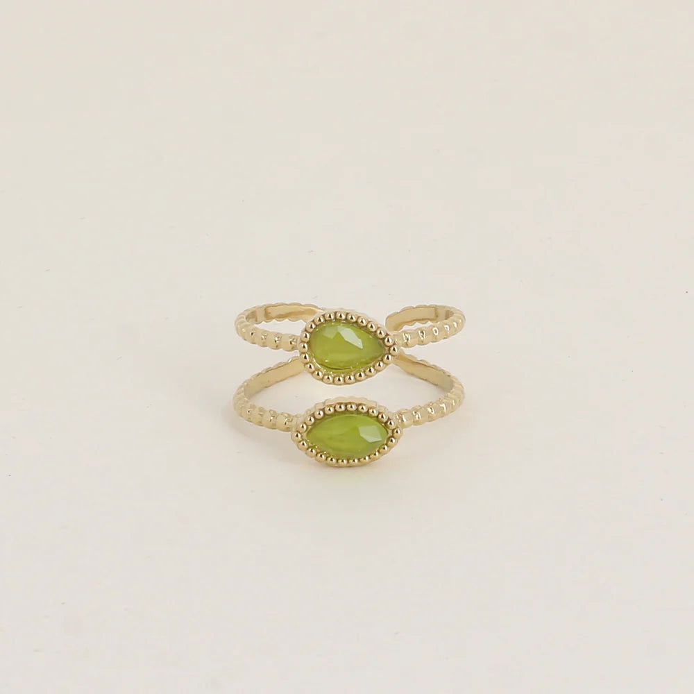 Bague ROXANE duo pierres vertes