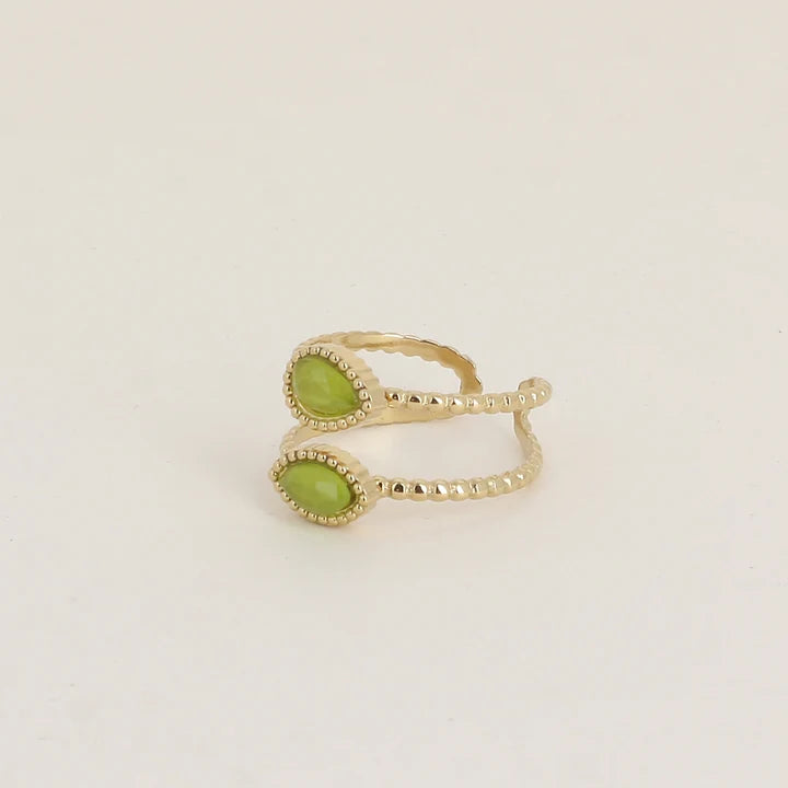 Bague ROXANE duo pierres vertes