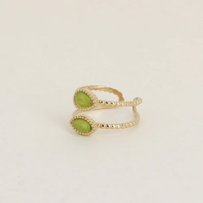 Bague LÉON poire/marquise verte