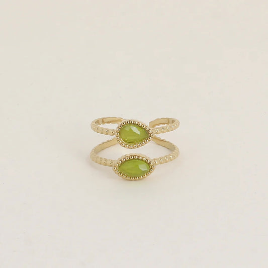Bague LÉON poire/marquise verte