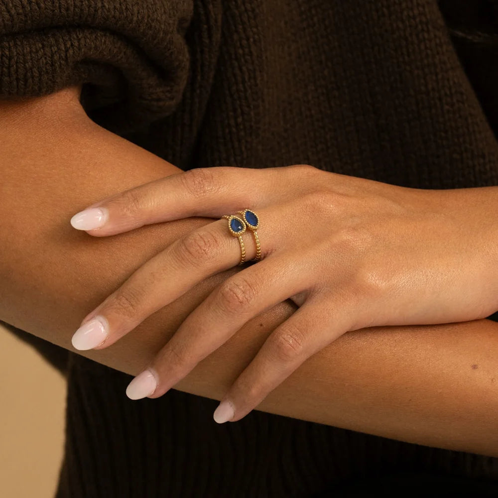 Bague ROXANE duo pierres vertes