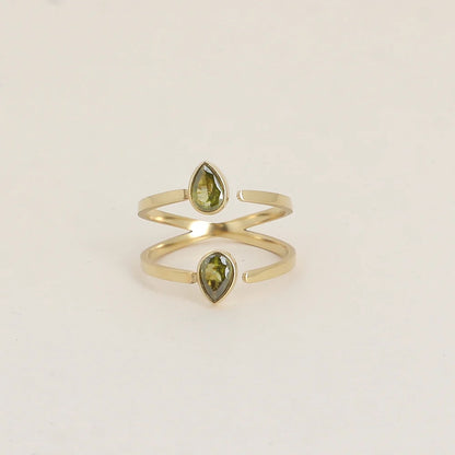 Bague ARTHUR doubles gouttes olive