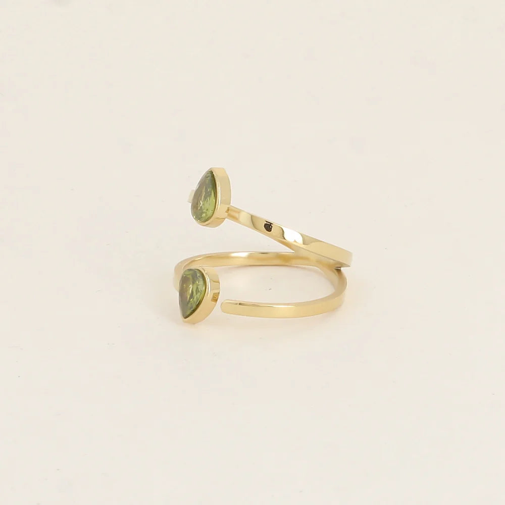 Bague ARTHUR doubles gouttes olive