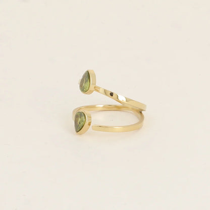 Bague ARTHUR doubles gouttes olive