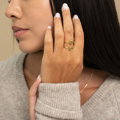 Bague ARTHUR doubles gouttes olive