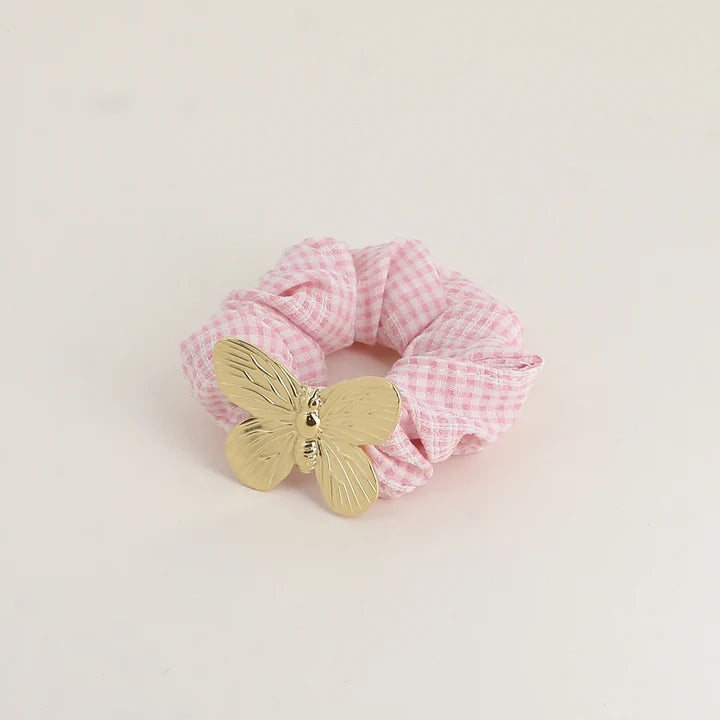 Chouchou bijoux vichy rose