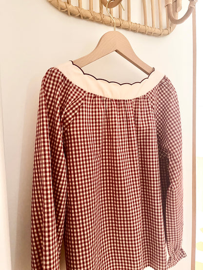 Blouse FAUSTINE vichy brodée