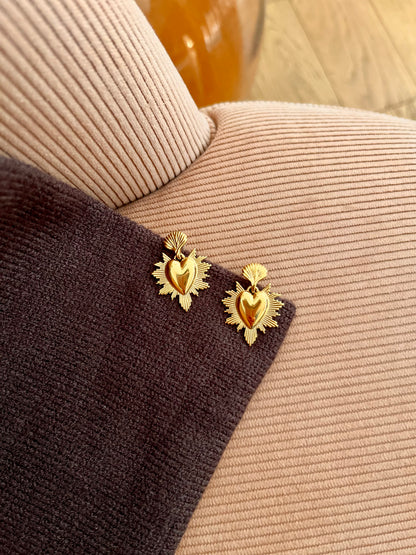 Boucles d'oreilles EX VOTO coeur doré