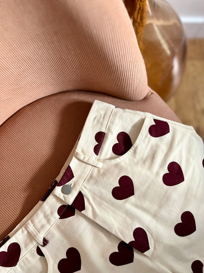 Short CHARLIE coeurs bordeaux