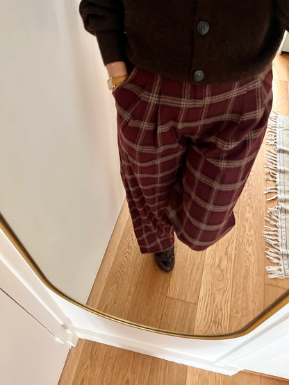 Pantalon ROBBY carreaux bordeaux
