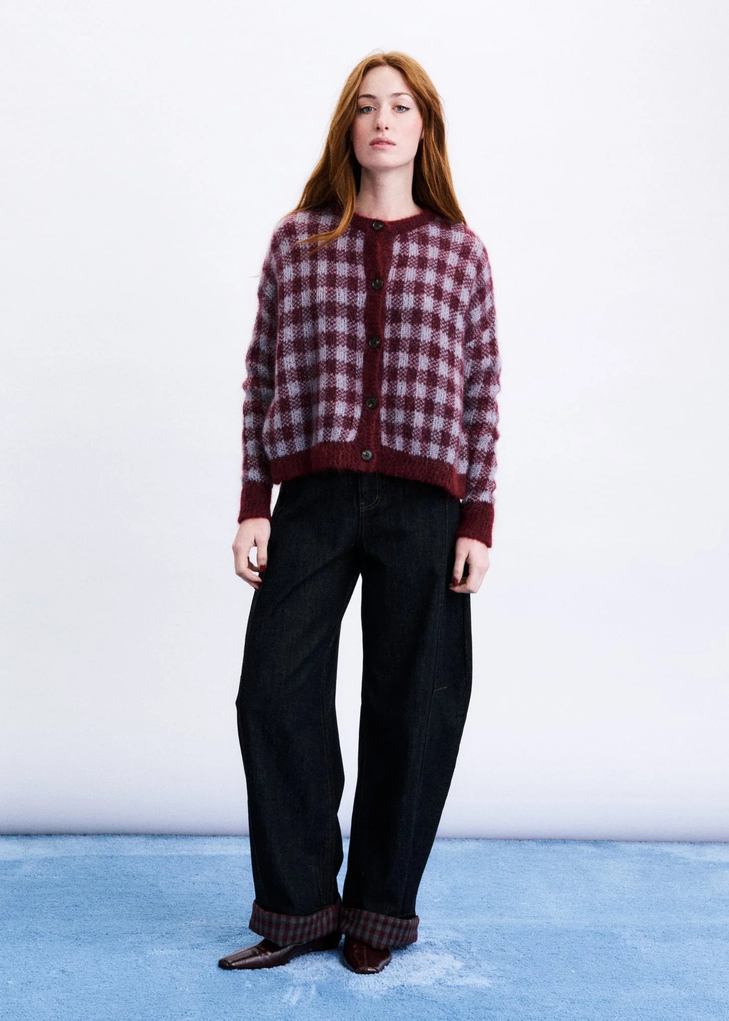 Gilet AOMORI carreaux bordeaux