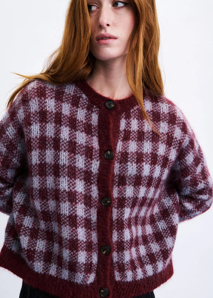 Gilet AOMORI carreaux bordeaux