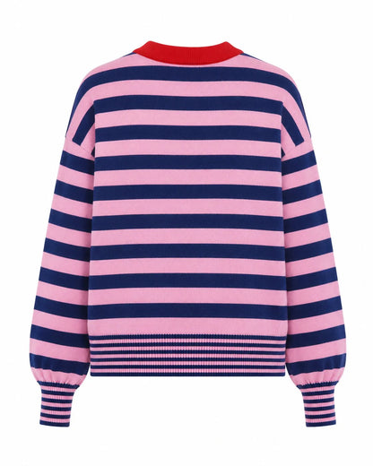 Pull AKITA rayé rose/bleu