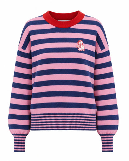Pull AKITA rayé rose/bleu