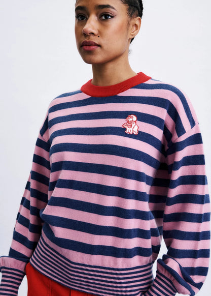 Pull AKITA rayé rose/bleu